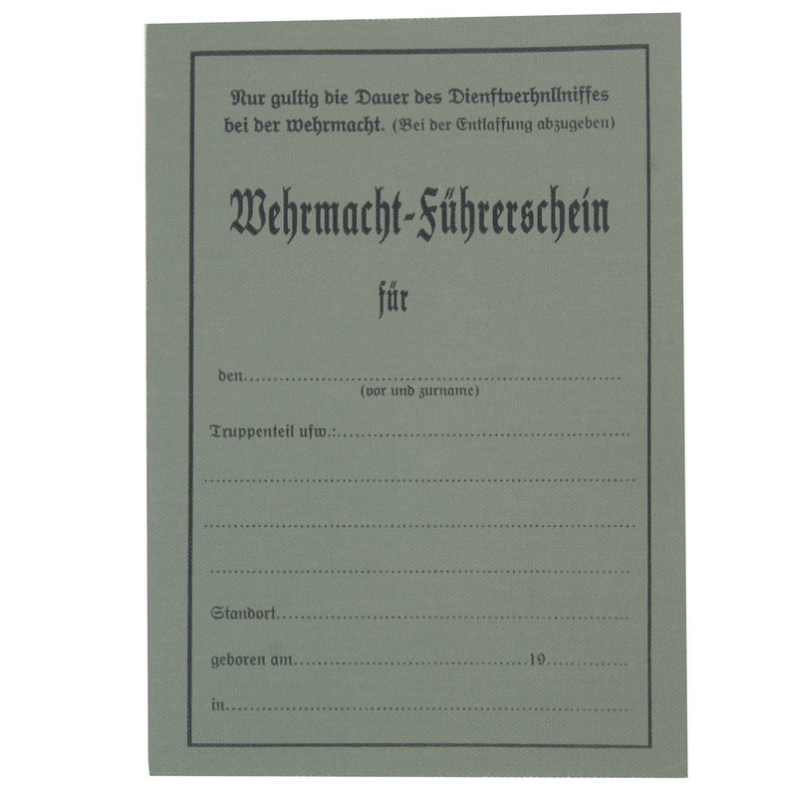 WW2 - Repro de WH Führerschein - permis de conduire