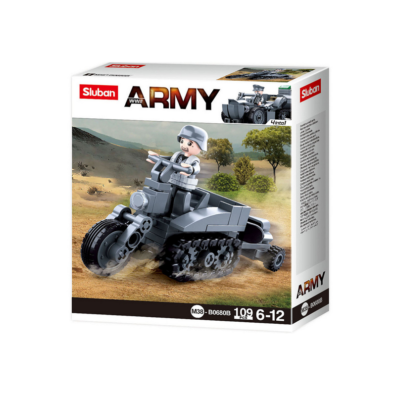 Sluban German Army Half crawler motorcycle M38-B0680B Kettenkrad
